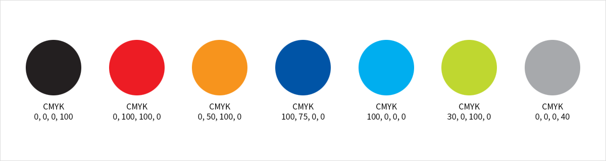 CI 색상규정

            - CMYK 0, 0, 0, 100

            - CMYK 0, 100, 100, 0

            - CMYK 0, 50, 100, 0

            - CMYK 0, 75, 0, 0

            - CMYK 100, 0, 0, 0

            - CMYK 30, 0, 100, 0

            - CMYK 0, 0, 0, 40

            